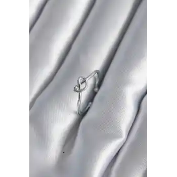 Gümüş Renk Düğüm Kalp Model Kadın Yüzük