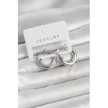 Gümüş Renk Pirinç Halka 20 mm Kadın Küpe