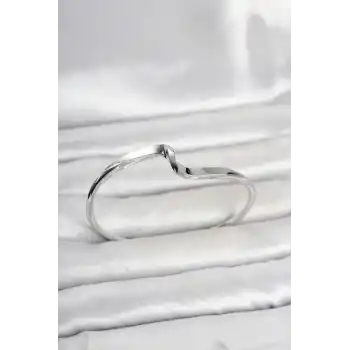 Gümüş Renk Pirinç Zikzak Model Kadın Bileklik