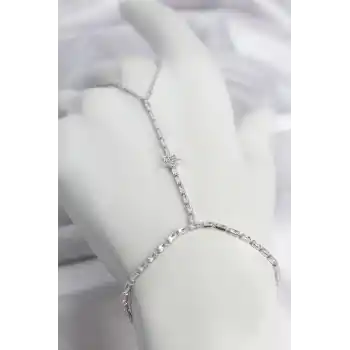 Gümüş Renk Pirinç Zirkon Taşlı Yıldız Model Şahmeran