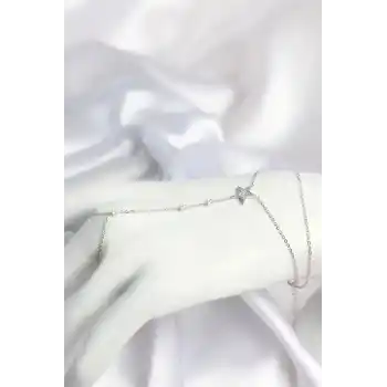 Gümüş Renk Yıldız Model Pirinç Kadın Şahmeran