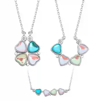 Gümüş Renkli Açılabilen Yonca Kadın Kolye