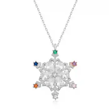 Gümüş Renkli Taşlı Kar Tanesi Kadın Kolye