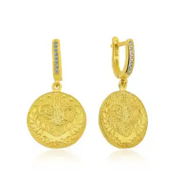 Gümüş Reşat Detaylı Mengeçli Küpe