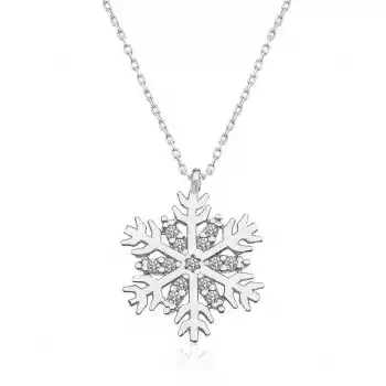 Gümüş Rodyum Kar Tanesi Bayan Kolye