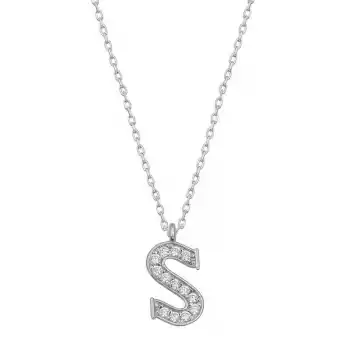 Gümüş Rodyum S Harfi Kadın Kolye