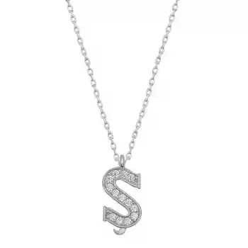 Gümüş Rodyum Ş Harfi Kadın Kolye