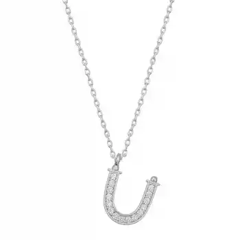 Gümüş Rodyum Ü Harfi Kadın Kolye