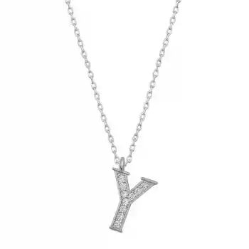 Gümüş Rodyum Y Harfi Kadın Kolye