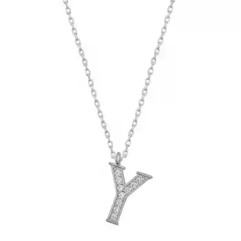Gümüş Rodyum Y Harfi Kadın Kolye