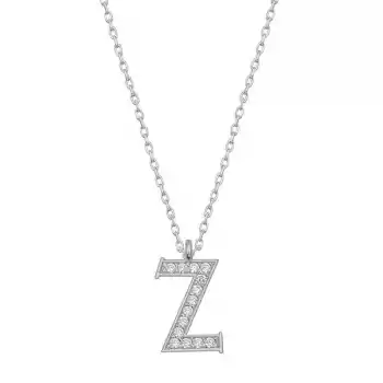 Gümüş Rodyum Z Harfi Kadın Kolye