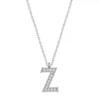 Gümüş Rodyum Z Harfi Kadın Kolye