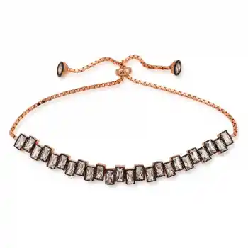 Gümüş Rose Baget Taşlı Asansör Bileklik