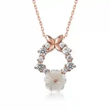 Gümüş Rose Bahar Çiçeği Kolye