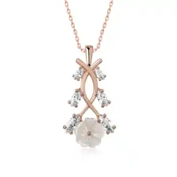 Gümüş Rose Bahar Çiçeği Kolye