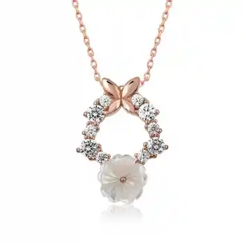 Gümüş Rose Bahar Çiçeği Kolye