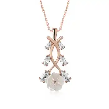 Gümüş Rose Bahar Çiçeği Kolye