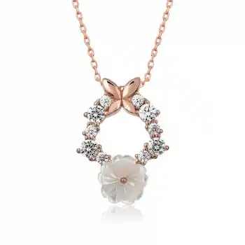 Gümüş Rose Bahar Çiçeği Kolye