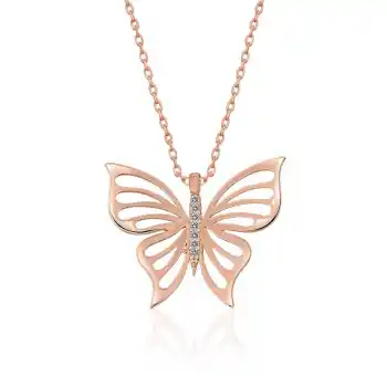 ​Gümüş Rose Bahar Kelebeği Bayan Kolye