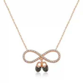 Gümüş Rose Bebek Patikli Sonsuzluk Bayan Kolye