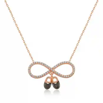 Gümüş Rose Bebek Patikli Sonsuzluk Bayan Kolye