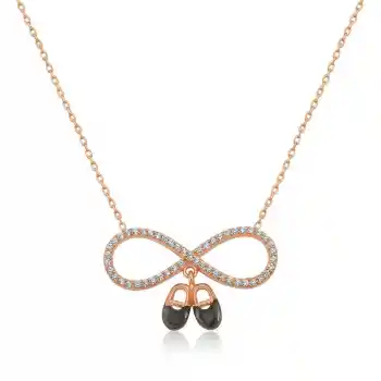 Gümüş Rose Bebek Patikli Sonsuzluk Bayan Kolye