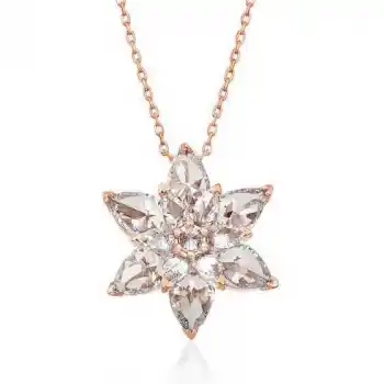 Gümüş Rose Beyaz Lotus Çiçeği Kolye