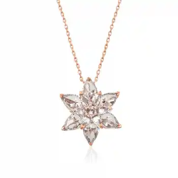 Gümüş Rose Beyaz Lotus Çiçeği Kolye