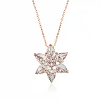 Gümüş Rose Beyaz Lotus Çiçeği Kolye