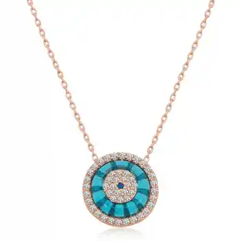 Gümüş Rose Camgöz Nazar Bayan Kolye