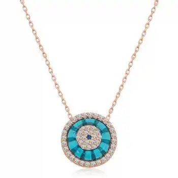 Gümüş Rose Camgöz Nazar Bayan Kolye