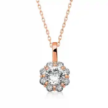 Gümüş Rose Çiçek Kolye