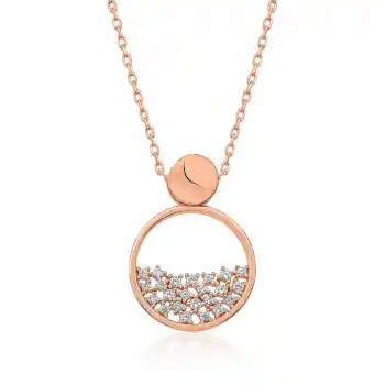 Gümüş Rose Çiğ Damlası Bayan Kolye