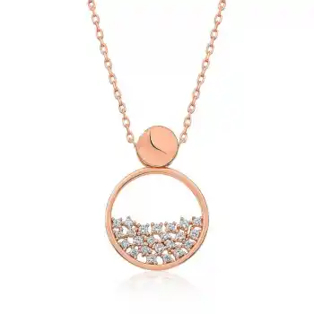 Gümüş Rose Çiğ Damlası Bayan Kolye