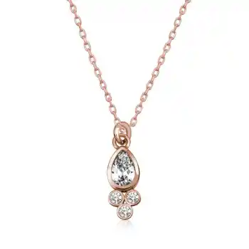 Gümüş Rose Çiğ Damlası Tektaş Bayan Kolye