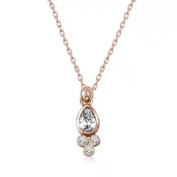 Gümüş Rose Çiğ Damlası Tektaş Bayan Kolye