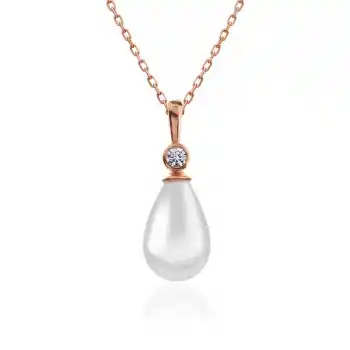 Gümüş Rose Damla Rose İnci Kadın Kolye
