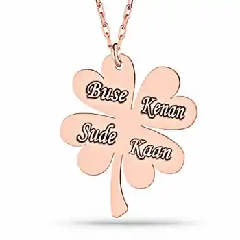 Gümüş Rose Dört Yaprak İsimli Yonca Bayan kolye