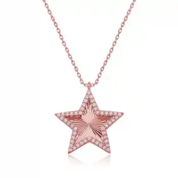 Gümüş Rose Fırfır Desenli Yıldız Kadın Kolye