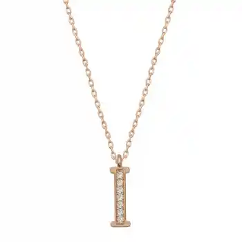 Gümüş Rose I Harfi Kadın Kolye