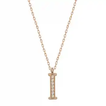Gümüş Rose I Harfi Kadın Kolye