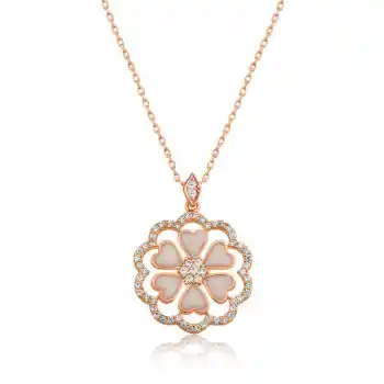 Gümüş Rose Kalp Çiçek Bayan Kolye