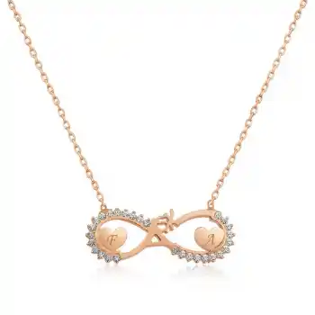 Gümüş Rose Kalpli Sonsuz Aşk Kolye