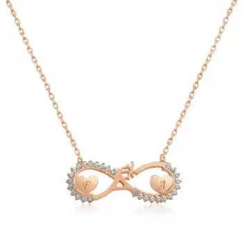 Gümüş Rose Kalpli Sonsuz Aşk Kolye