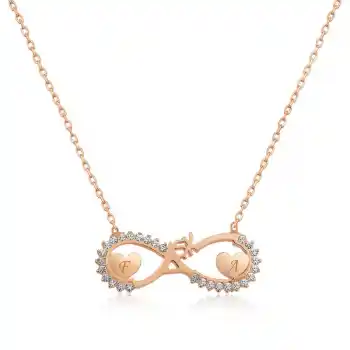 Gümüş Rose Kalpli Sonsuz Aşk Kolye