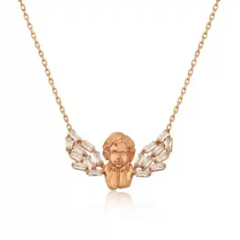 Gümüş Rose Kanatlı Melek Kolye