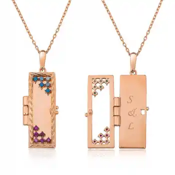 ​Gümüş Rose Kapaklı Kişiye Özel Kolye