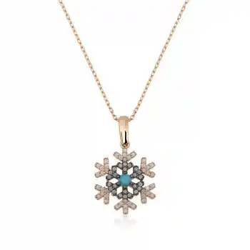 Gümüş Rose Kar Tanesi Bayan Kolye