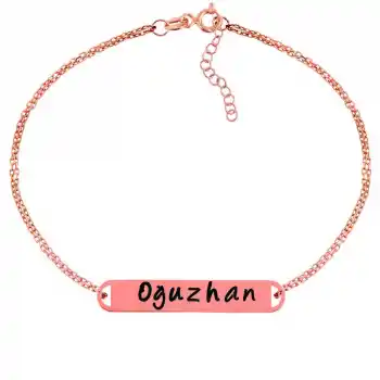 Gümüş Rose Kişiye Özel İsimli Bayan Bileklik