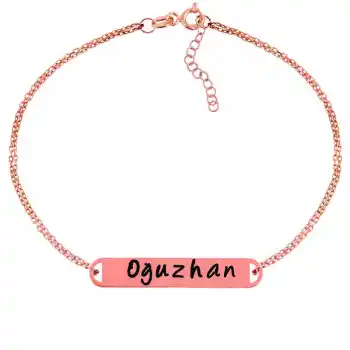 Gümüş Rose Kişiye Özel İsimli Bayan Bileklik